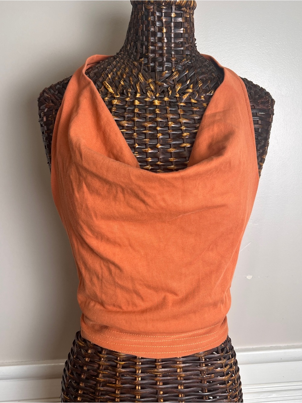 Zara Burnt Orange Halter Top with Tie Back Size Small, EUC